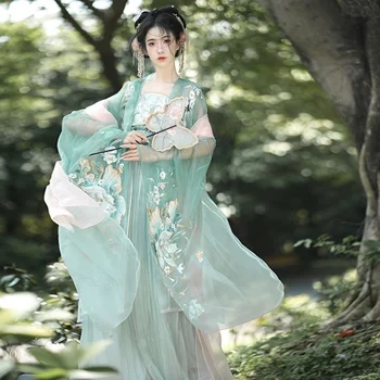 Hanfu Kitajske Tradicionalne Starinsko Veliki Rokav Shirt je Super Pravljice Yan Krilo Poletje Han elementi prsih-visoko seksi starodavno obleko dekle