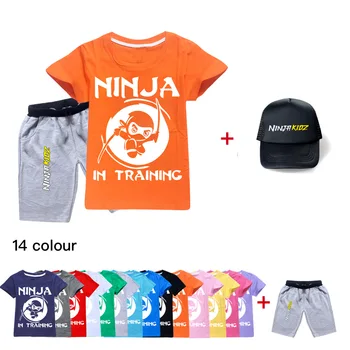 Ninja Kidz Moda Za Fante Oblačila Risanka Bombaž Kratka Majica +Kavbojke Tiskanja Pomlad Dekleta Obleke Študent Otroci Oblačila
