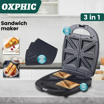 OXPHIC 1200W 3 v 1 zajtrk pralni panini sendviče žar pralni wa pralni opekače za kuhinjo Non-Stick