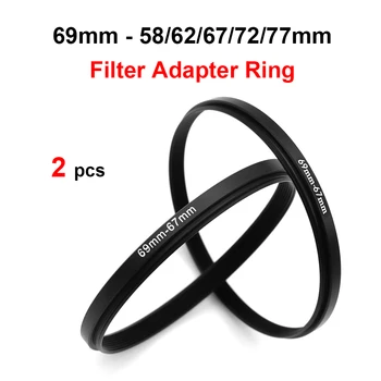 2pcs Korak Navzgor / Navzdol Tesnilo Filtra Adapter Ring Aluminij zlitine Univerzalno 69 mm-58/62/67/72/77mm