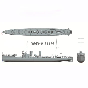 1/50 Destroyer SMS V108 Degon Lightning Strike Ladje Model DIY Kit za Simulacijo Sestavljeni Model Ladje
