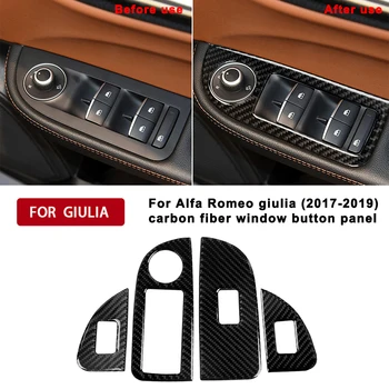 Za Alfa Romeo Giulia 2017-2019 Ogljikovih Fibrer Nalepke Auto 4 Vrata, Okna Nadzorni Plošči Stikalo, Okvir Pokrova Trim 4 kos Desno