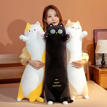 Velikan Kawaii Anime Dolgo Mačka Polnjene Plišastih Igrač Kitty Risanka Blazino Doma Udobje Blazine, Otroci Rojstni dan Darilo za Dekleta