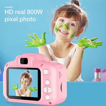 1080P HD Kamera Video Igrače za Otroke 2 Palca Risanka Srčkan Zunanji Digitalni Roza Fotoaparat Otrok SLR Kamera Igrača Darilo za Rojstni dan
