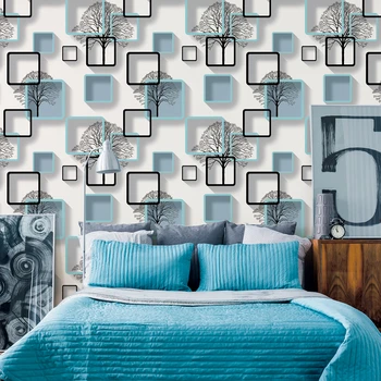 Wall Paper Roll Bela,Vijolična,Modra Moderne 3d Ozadje Za dnevno sobo, Spalnico, TV Ozadju Doma Dekoracijo Kvadratov Vzorec