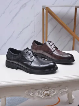Nov slog Italija stil moda za Moške Pravega usnja Čipke-up klasičnih poslovnih čevlji Priložnostne obleko, čevlji