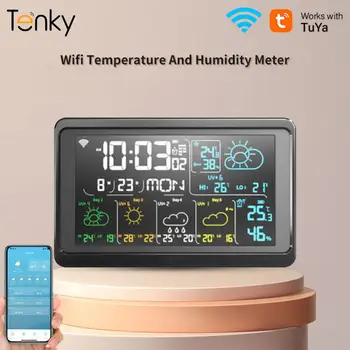 Tenky Tuya Wifi Termometer, Higrometer Senzor App Nadzor Nov Velik Barvni Zaslon, Ki Visi V Zaprtih Prostorih In Na Prostem, Vremenske Postaje