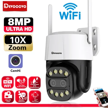 4K Wifi 4G 10-kratni Zoom PTZ IP Varnostna Kamera Zunanja Barvna Nočno Vizijo 8MP Brezžični CCTV Video nadzorna Kamera Dvojno Objektiv 8MP