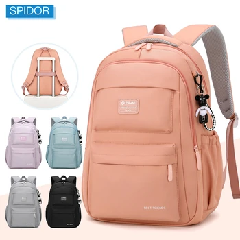 SPIDOR Nova šolska torba za osnovne šole, študente, dekompresijski hrbtenice, preprost in veliko zmogljivosti nahrbtnik za dekleta