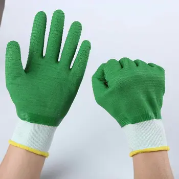 2Pairs dvostranski gumijaste rokavice dela zavarovanja na obrabo odporna vijugasto zrnasto non-slip olje delovne rokavice
