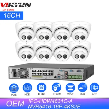 Vikylin DH CCTV kit NVR 16CH POE NVR5416-16P-4KS2E 6MP IP Kamero HDW4631C-A Built-in Mic Varnostni Nadzor Omrežja Sistema