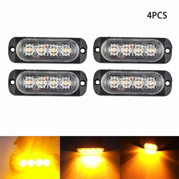 4x 4 LED Rumena Rešetka Svetlobe Lightbar Neposredno-zamenjava LED Signalna Luč Pribor Tovornjak Van Off-road Avto Nujno Svetlobe, 12-24V