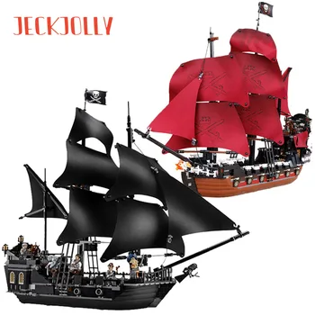 Black Pearl Ladje Piratov S Karibov Gradnik Queen Anne ' s Revenge Model Pirate Čoln Opeke Darilo Igrače Za Otroke Boy