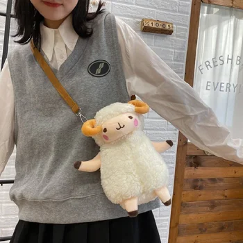 Ženske nove srčkan smešno plišastih malo ovce torba dekle lutka messenger bag otrok korejski risanka vrečko