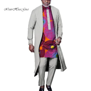 Pomlad Frican Tiskanja Oblačila Moških Afriške Obleke Poln Rokav Obleke Afriške Dashiki Moških Obleko Plus Velikost 3 Kosov 6XL WYN925