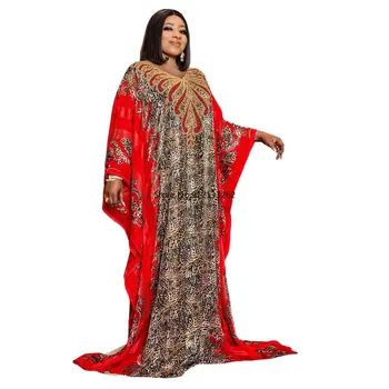 2023 Luksuzne Rdeče Afriške Sequins Maxi obleke za Ženske, Elegantna Dama, Poročni Večer Stranka Obleke Poletje Svoboden Muslimani tam kaftan Robe