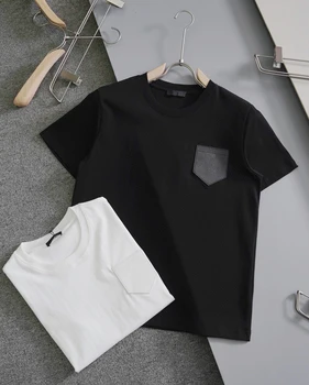 2023 Poletje moška T-Shirt Čisti Bombaž Visoke Kakovosti Tkanine Moda Priložnostne Krog Vratu Kratek Rokav T-Shirt Za Moške
