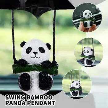 Novo Smolo Cute Anime Avto Accessorie Swing Bambusa Panda Rearview Mirror Nekaj Auto Darilo Obesek, Dodatki, Okraski Rojstva F5B6