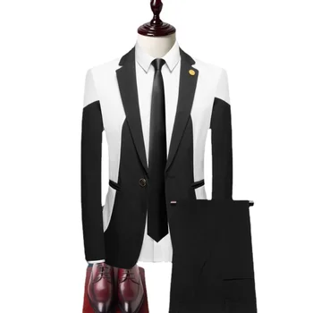 (Suknjič+Hlače)za Moške, Visoke kakovosti Obleko Poslovnih Strokovnih Mladi OfficeWorker Formalno Obleko Poroka Banket Gospoda, Obleko Obleko