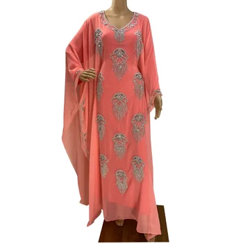 Roza Obleko Georgette Maroko Dubaj Dolge Obleke Obleke Obleko Evropski in Ameriški Modni Trend 52 Cm