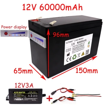 Novo moč zaslon 12v60a 18650 litij-ionska baterija je primerna za sončne energije in električna vozila baterije + 12.6v3a polnilnik