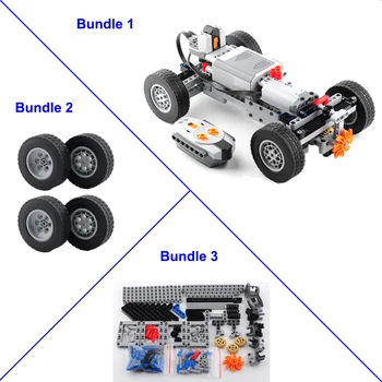 Štiri-kolesni Pogon Daljinski upravljalnik Avto Moč Motorja Stroji Skupina Maker Komplet Igrač Komplet Združljiv z LEGOed Igrača Roboti