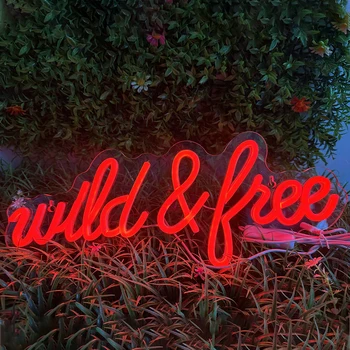 Wild &Free Neonskih Luči Prijavite Kul Stenske Dekorativne Neonske Svetlobe, Spalnico, Otroško Sobo, Rojstni Dan Dekor Kavarna Apartma Bar Klub