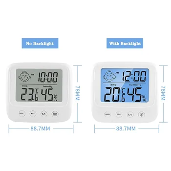 Notranji Digitalni LCD Priročno Temperaturni Senzor Vlažnosti Meter Čas Datum Higrometer Večnamensko Termometer