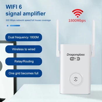 WiFi 6 Repetitorja 1800Mbps Dual Band 2,4/5Ghz Giga Brezžični Extender Signal Širitev Booster Dolgo Vrsto Ethernet Amplifer
